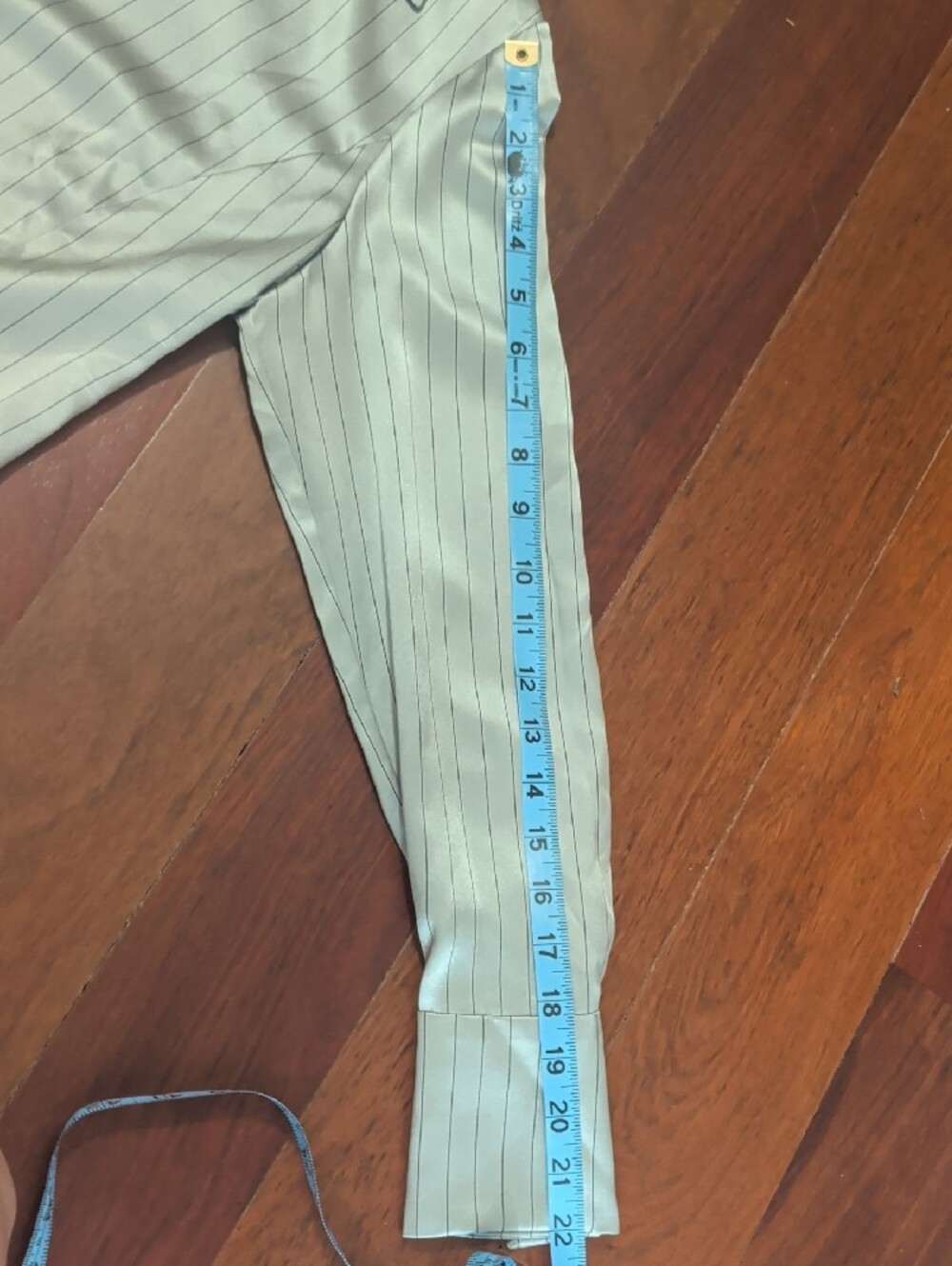 Lafayette 148 New York Gray Satiny Silk Pinstripe Hidden Button-Front Shirt - Picture 6 of 10